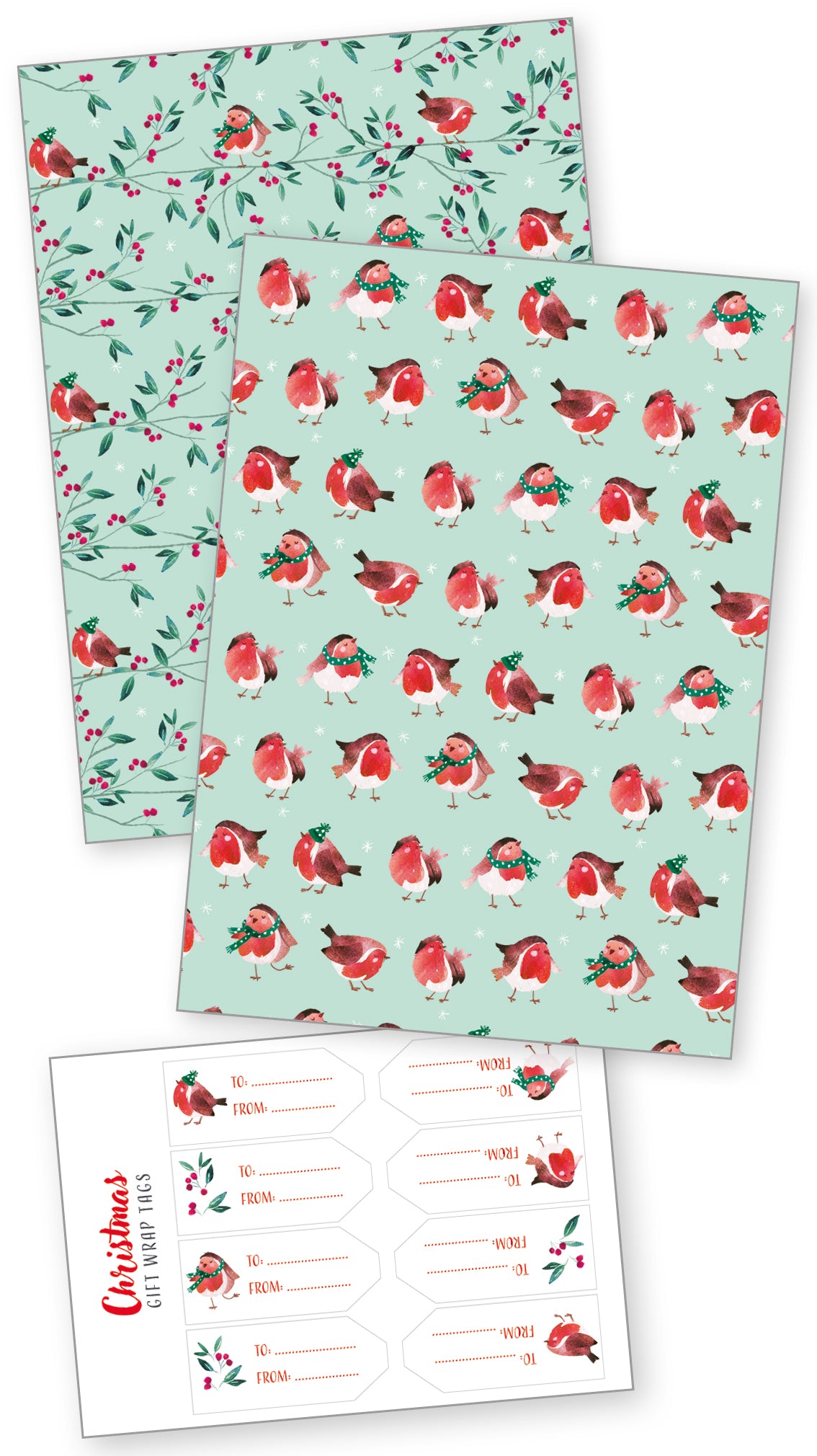 Festive Robins Wrapping Paper