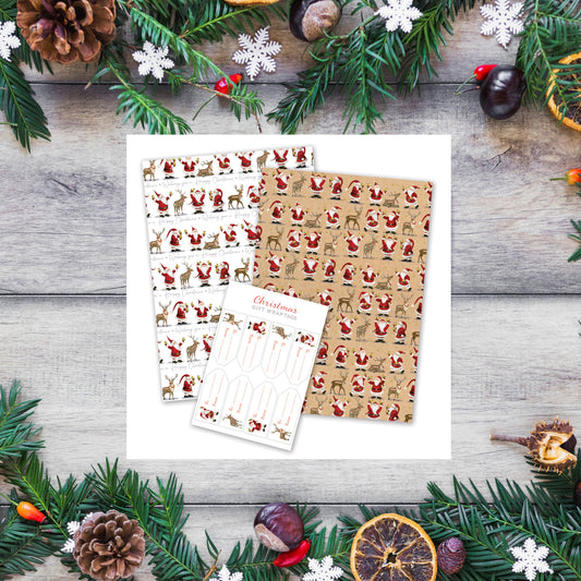 Santa and Reindeer Wrapping Paper
