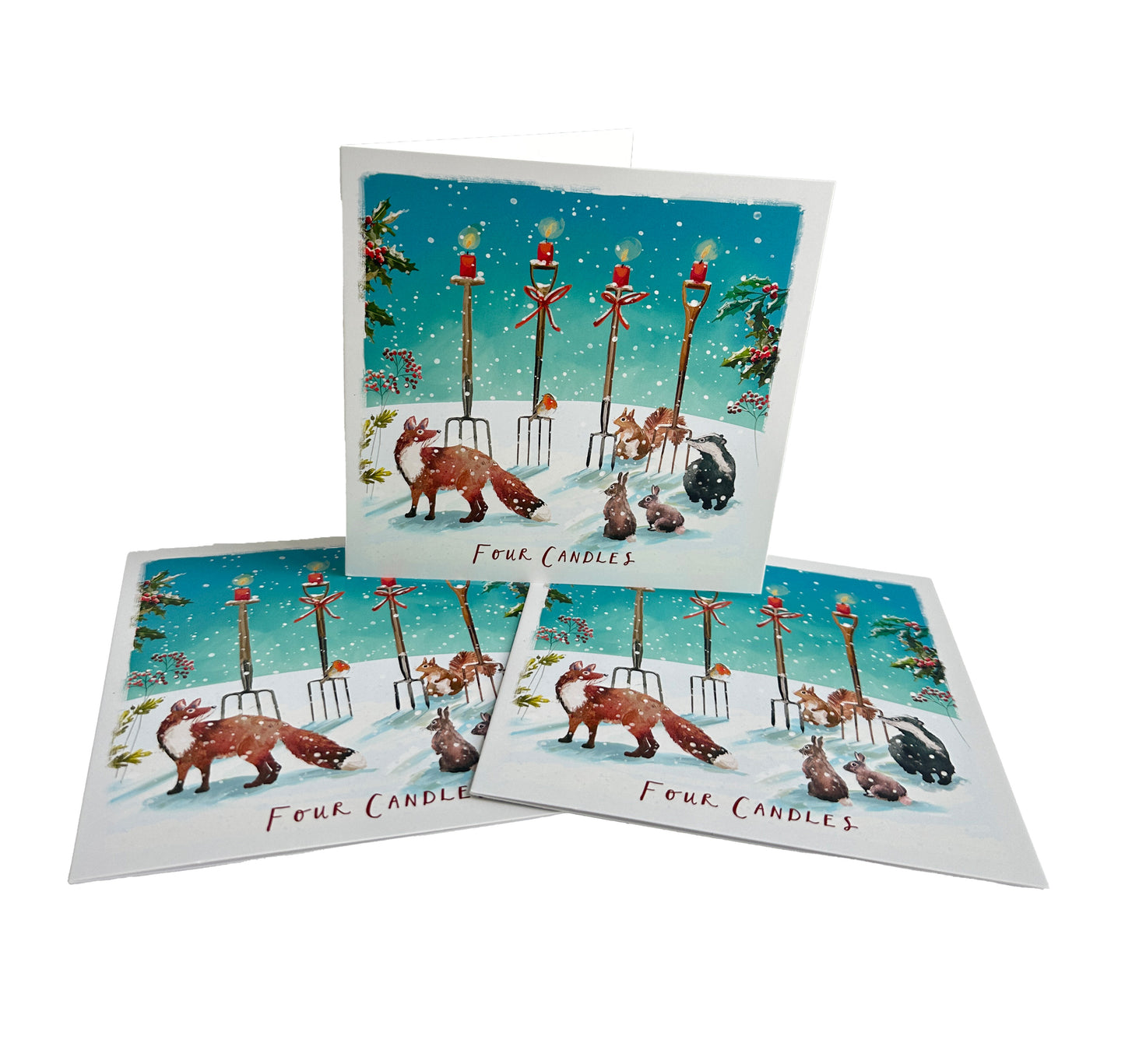 Four Candles Woodland Christmas Cards