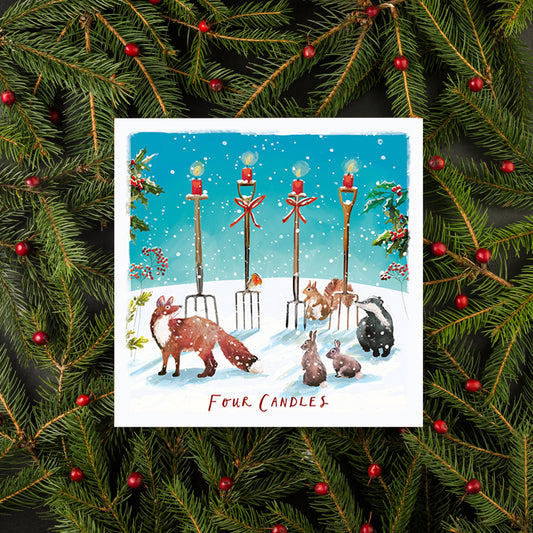 Four Candles Woodland Christmas Cards