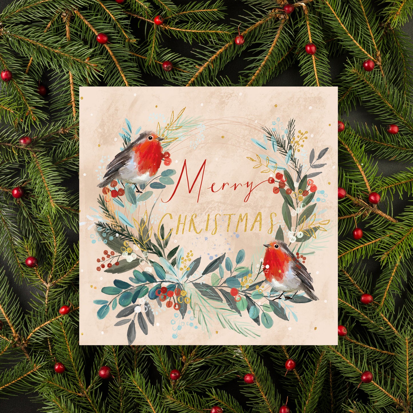 Robin Wreath •  Christmas Cards