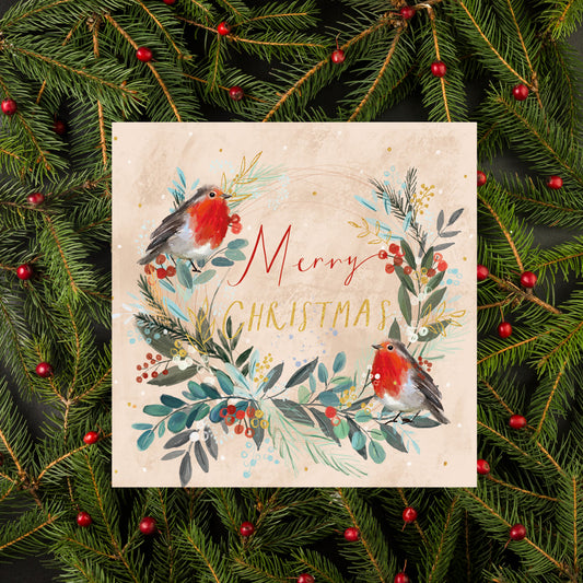 Robin Wreath •  Christmas Cards