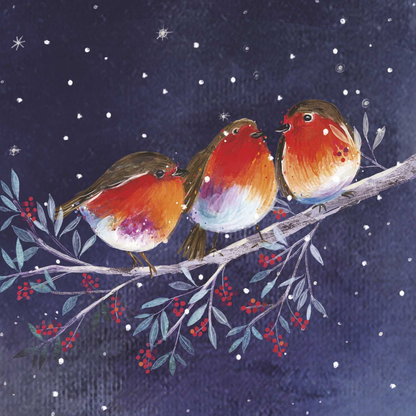 Christmas Cards - We Three Robins