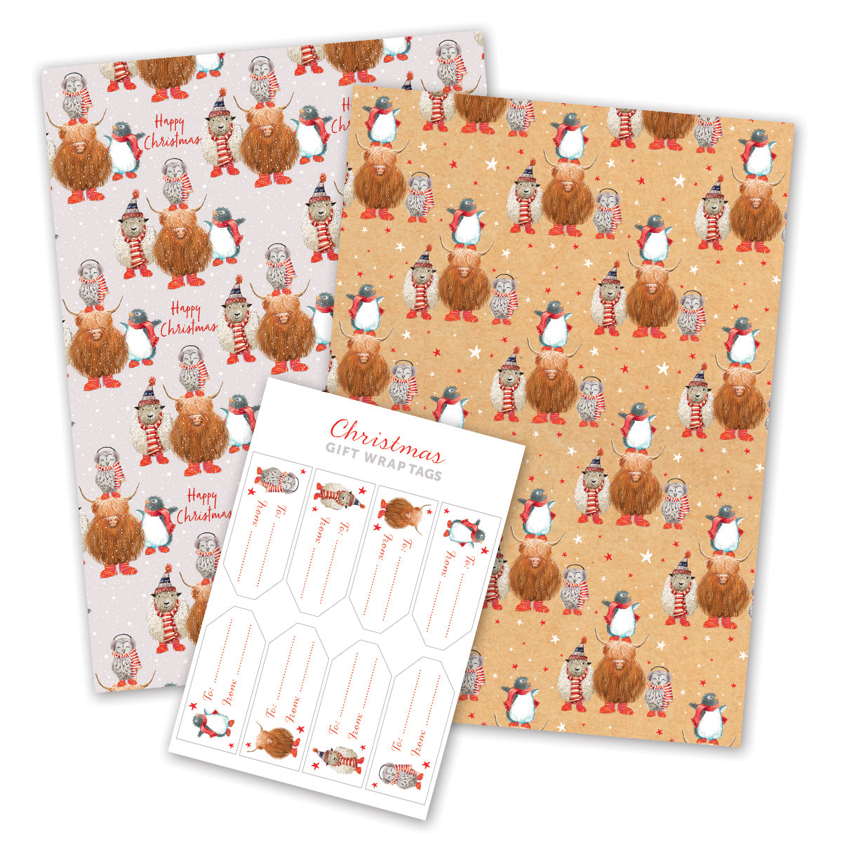 Christmas Wrapping Paper - Friends in Red Wellies